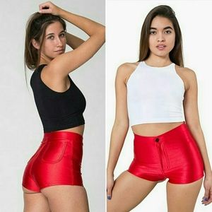 American Apparel red disco shorts